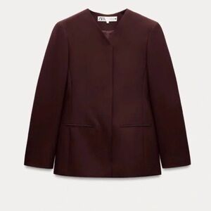 Zara ZW Collection Burgundy Tailored Blazer - NEW!